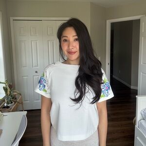 White Embroidered Women's Top